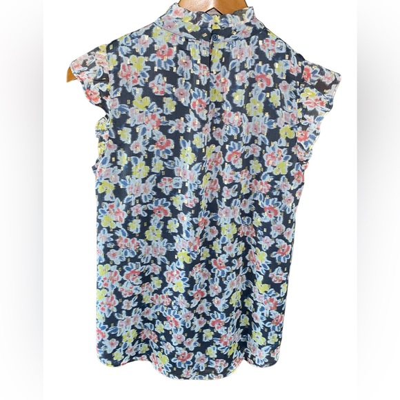 NWT LOFT Floral Smocked Ruffle Trim Top Size XS - Picture 11 of 13